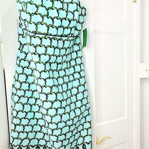 Lilly Pulitzer Cotton Green and Blue Strapless Dress